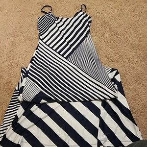 Blue and white stripped day dress
